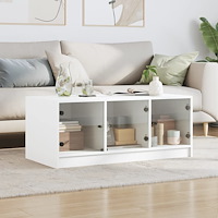 vidaXL Soffbord med glasdörrar vit 102x50x42 cm