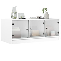 vidaXL Soffbord med glasdörrar vit 102x50x42 cm