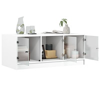 vidaXL Soffbord med glasdörrar vit 102x50x42 cm