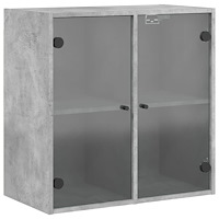 vidaXL Sidoskåp med glasdörrar betonggrå 68x37x68,5 cm