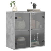 vidaXL Sidoskåp med glasdörrar betonggrå 68x37x68,5 cm