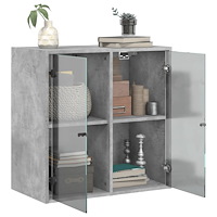 vidaXL Sidoskåp med glasdörrar betonggrå 68x37x68,5 cm