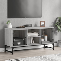 vidaXL TV-bänk med glasdörrar grå sonoma 102x37x50 cm
