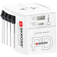 SKROSS Världsreseadapter MUV USB AC65PD USB-A+USB-C PD 65W Ojordad