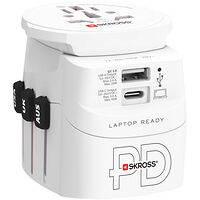 SKROSS Världsreseadapter PRO Light USB AC45PD World PD 45W Jordad