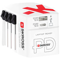 SKROSS Världsreseladdare AC45PD USB-A+USB-C PD 45W Ojordad