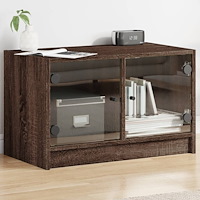 vidaXL Tv-bänk med glasdörrar brun ek 68x37x42 cm