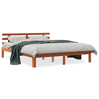 vidaXL Sängram utan madrass vaxbrun 180x200 cm massiv furu