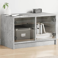 vidaXL Tv-bänk med glasdörrar betonggrå 68x37x42 cm