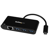 StarTech.com StarTech.com 3-ports USB-C-hubb med Gigabit Ethernet och 60 W strömförsörjning Pass-through laddning av bärbar dator - U...