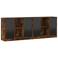vidaXL Bokhylla med dörrar rökfärgad ek 204x37x75 cm konstruerat trä