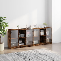 vidaXL Bokhylla med dörrar rökfärgad ek 204x37x75 cm konstruerat trä