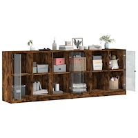 vidaXL Bokhylla med dörrar rökfärgad ek 204x37x75 cm konstruerat trä