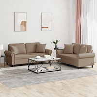 vidaXL Soffgrupp med kuddar 2 delar cappuccino konstläder