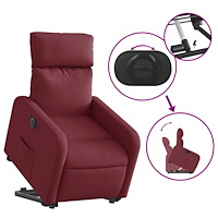 vidaXL Elektrisk reclinerfåtölj med uppresningshjälp vinröd tyg