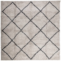 vidaXL Ryamatta PAMPLONA lång lugg modern beige & antracit 120x120 cm