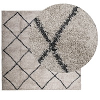 vidaXL Ryamatta PAMPLONA lång lugg modern beige & antracit 120x120 cm