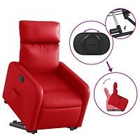 vidaXL Reclinerfåtölj med uppresningshjälp röd konstläder