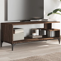 vidaXL Tv-bänk brun ek 102x40x41cm konstruerat trä pulverlackerat stål