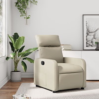 vidaXL Reclinerfåtölj gräddvit konstläder