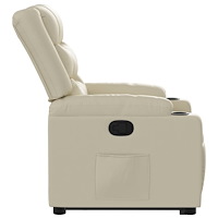 vidaXL Reclinerfåtölj med uppresningshjälp gräddvit konstläder