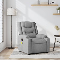 vidaXL Massagefåtölj ljusgrå tyg