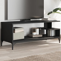 vidaXL Tv-bänk svart 102x40x41 cm konstruerat trä pulverlackerat stål