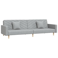 vidaXL Bäddsoffa 2-sits med två kuddar ljusgrå tyg