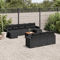vidaXL Loungegrupp för trädgården m. dynor 11 delar konstrotting svart