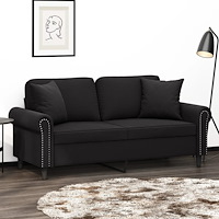 vidaXL 2-sitssoffa med prydnadskuddar svart 140 cm sammet