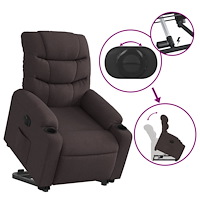vidaXL Elektrisk reclinerfåtölj med uppresningshjälp brun tyg