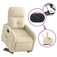 vidaXL Reclinerfåtölj med uppresningshjälp gräddvit tyg