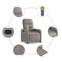 vidaXL Massagefåtölj taupe tyg