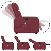 vidaXL Elektrisk massagefåtölj vinröd tyg