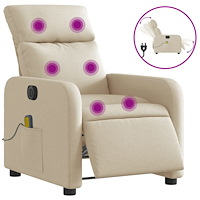 vidaXL Elektrisk massagefåtölj gräddvit tyg
