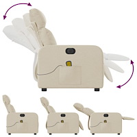 vidaXL Elektrisk massagefåtölj gräddvit tyg