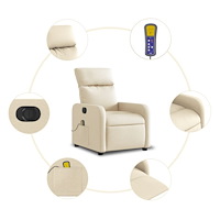 vidaXL Elektrisk massagefåtölj gräddvit tyg