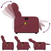 vidaXL Massagefåtölj med uppresningshjälp vinröd tyg