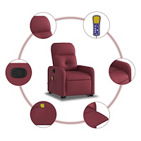 vidaXL Massagefåtölj med uppresningshjälp vinröd tyg