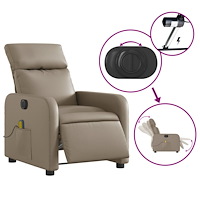 vidaXL Elektrisk massagefåtölj cappuccino konstläder