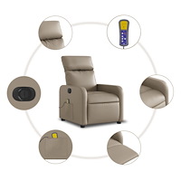 vidaXL Elektrisk massagefåtölj cappuccino konstläder