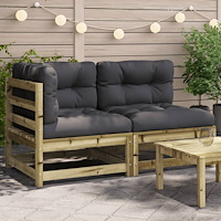 vidaXL Trädgårdssoffa 2-sits med dynor impregnerad furu