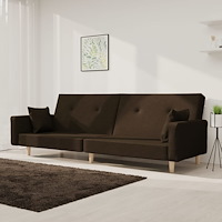 vidaXL Bäddsoffa 2-sits med två kuddar brun tyg