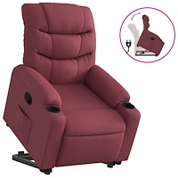 vidaXL Reclinerfåtölj med uppresningshjälp vinröd tyg