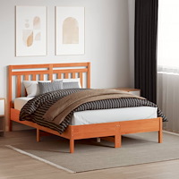vidaXL Huvudgavel vaxbrun 135 cm massiv furu