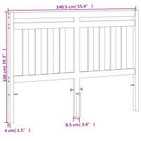 vidaXL Huvudgavel vaxbrun 135 cm massiv furu