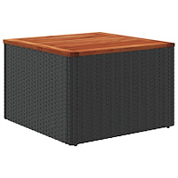 vidaXL Trädgårdsbord svart 55x55x37 cm konstrotting och akaciaträ