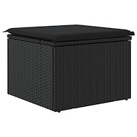 vidaXL Trädgårdspall med dyna svart 55x55x37 cm konstrotting