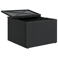 vidaXL Trädgårdspall med dyna svart 55x55x37 cm konstrotting