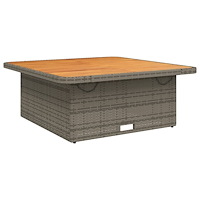 vidaXL Trädgårdsbord grå 110x110x71 cm konstrotting och akaciaträ